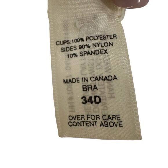 Victorias Secret Bra Vintage 90s Lace Balconette Size 34D Ivory White Underwired - Picture 10 of 11